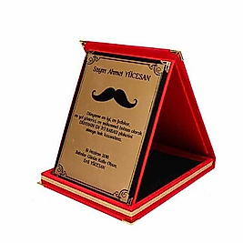 KIRMIZI KADİFE KAPLI 8,5x11,5cm küçük boy PLAKET